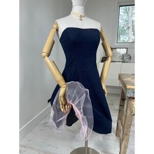 Y2K Ruby Rox Strapless Coquette Denim Pink Trim and Tulle Size 5
